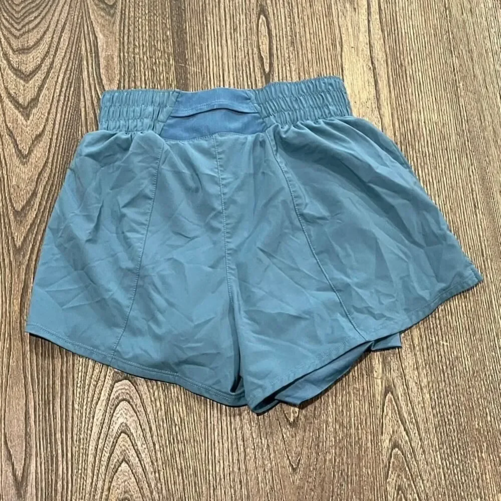 Nike Womens Dri-FIT One 2-In-1 Lined Shorts Mid Rise Elastic Waist Blue Size XS
